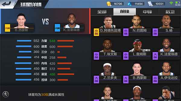 最强NBA手游大前锋选择攻略：A级球员法里埃德和西蒙斯哪个好？