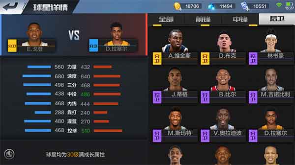 最强NBA手游分卫选择攻略：戈登和拉塞尔对比分析